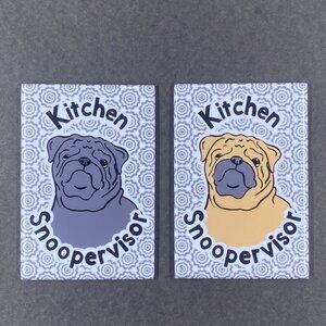 Pug Dog Kitchen Snoopervisor Magnet, Handmade 2x3" Gift